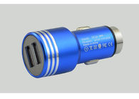 Caricatore ritrattabile 5V 3100mA dell'automobile di Iphone della porta USB doppia blu con Shell metallico